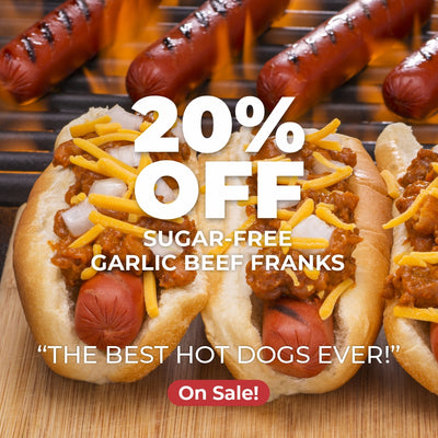 Sugar Free Garlic Beef Franks - 6 franks (1 lb. pkg)
