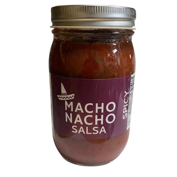 jar of spicy macho nacho salsa