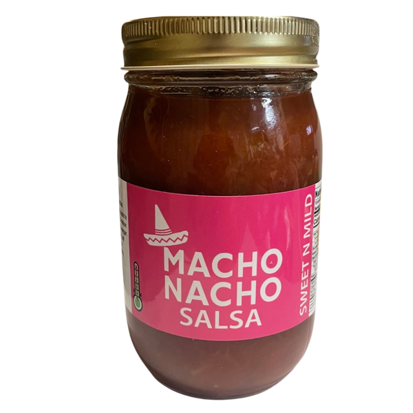 jar of sweet mild macho nacho salsa