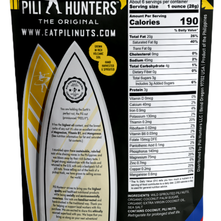 pili hunters nuts with coconut sugar nutrition facts