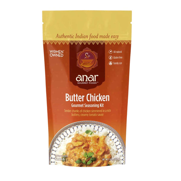 Anar Gourmet Foods Butter Chicken seasoning kit packaging on a white background