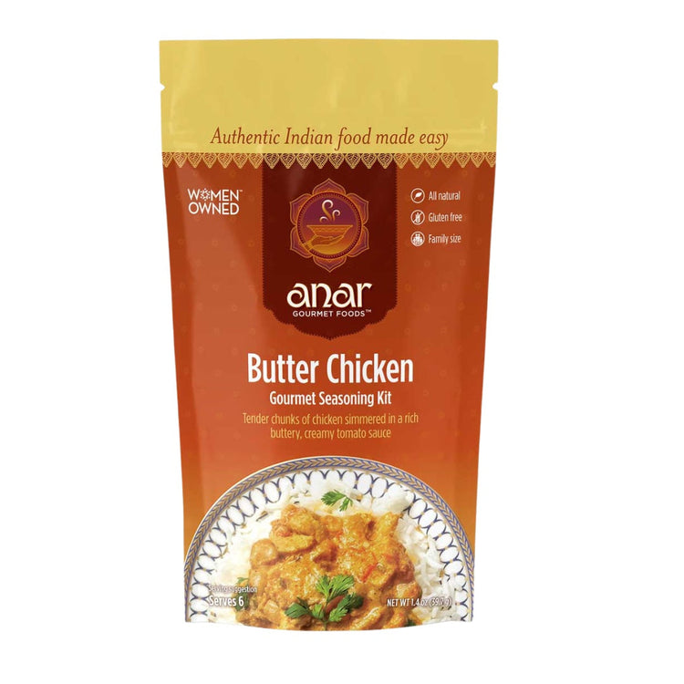 Anar Gourmet Foods Butter Chicken seasoning kit packaging on a white background