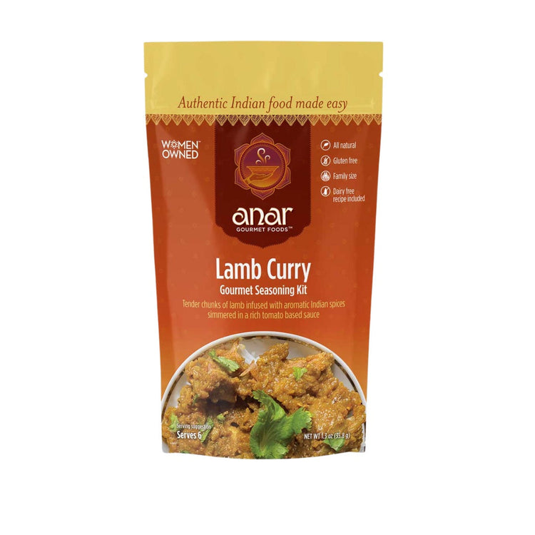 Anar Gourmet Foods Lamb Curry seasoning kit packaging on a white background