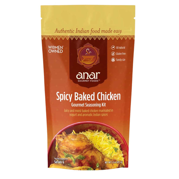Anar Gourmet Foods Spicy Baked Chicken seasoning kit packaging on a white background