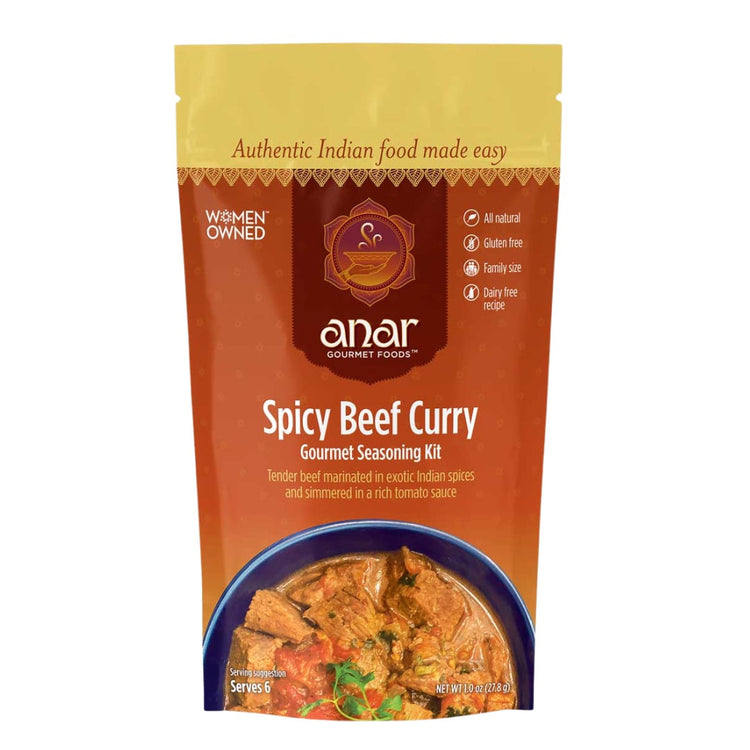 Spicy Beef Curry seasoning kit packaging with anar brand on a white background