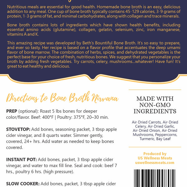 back of bone broth seasoning kit