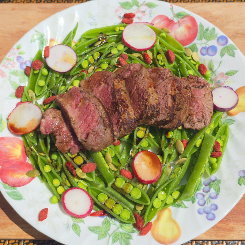 Filet Mignon with Sugar Snap Peas