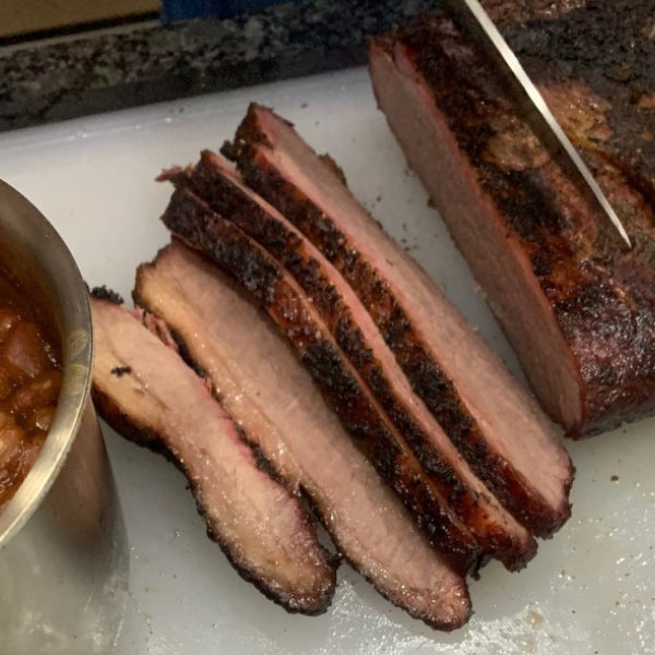 smoked beef brisket with beans