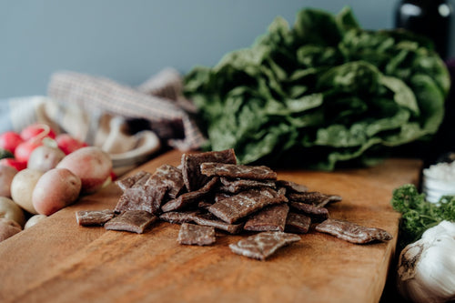 spicy grassfed jerky end pieces in a pile