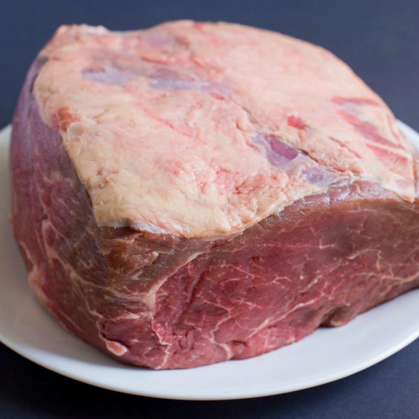 grassfed beef heart of shoulder roast on plate