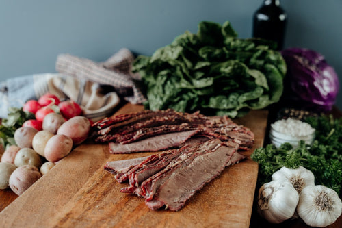 sliced beef brisket, smoked brisket, heat and serve brisket