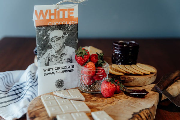 Askinosie hand crafted white chocolate bar