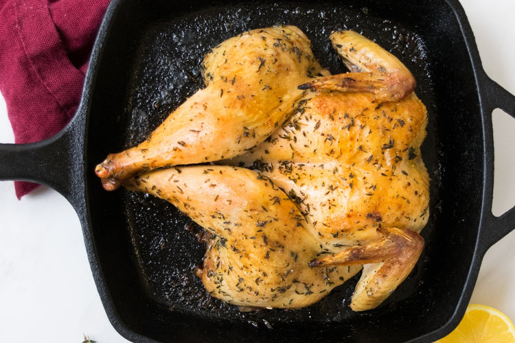 spatchcock chicken roasted, pastured chicken, split chicken
