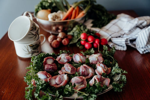 pastured chicken gizzards, poultry organ meats